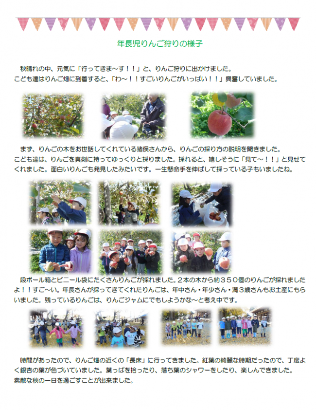 年長児りんごがりの様子